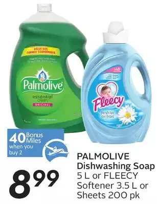 Sobeys Palmolive Dishwashing Soap or Fleecy Softener or Sheets offer