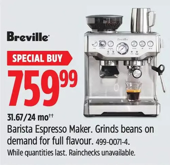 Canadian Tire Breville Barista Espresso Maker offer