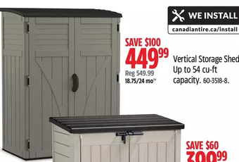 Canadian Tire Vertical Storage Shed offer