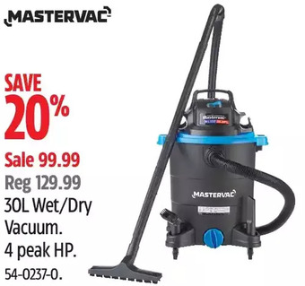 Canadian Tire Mastervac 30L Wet/Dry Vacuum offer