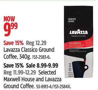 Canadian Tire Lavazza Classico Ground Coffee | Maxwell House and Lavazza Ground Coffee offer