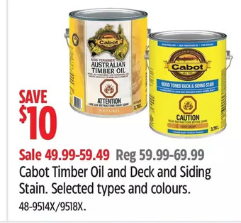 Canadian Tire Cabot Timber Oil and Deck and Siding Stain offer