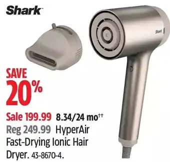 Canadian Tire Shark Hypeair Fast-Drying Ionic Hair Dryer offer