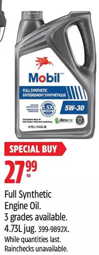 Canadian Tire Full Synthetic Engine Oil offer