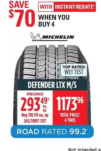 Canadian Tire Michelin Defender LTX M/S offer