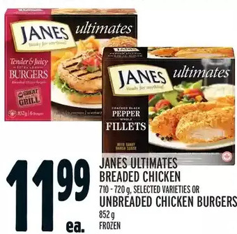 Metro Janes Ultimates Breaded Chicken or Unbreaded Chicken Burgers offer