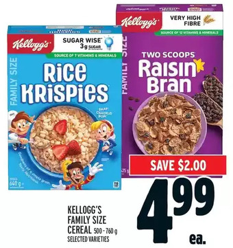 Metro Kellogg's Family Size Cereal offer