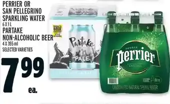 Metro Perrier or San Pellegrino Sparkling Water | Partake Non-Alcoholic Beer offer