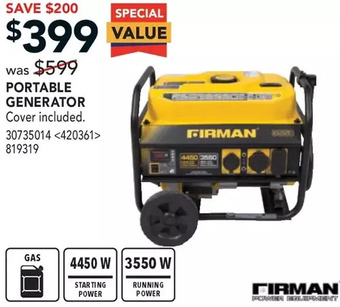 RONA Firman Portable Generator offer