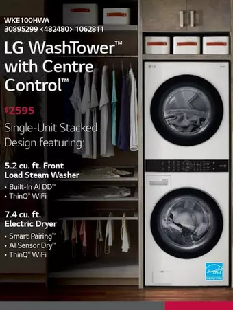 RONA LG 5.2 Cu. Ft. Front Load Steam Washer | 7.4 Cu. Ft. Electric Dryer offer