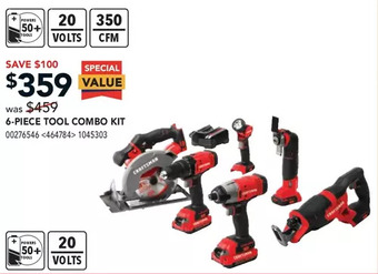 Lowe's Craftsman 6-Piece Tool Combo Kit offer