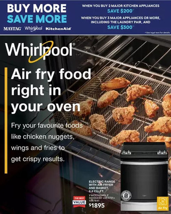 Lowe's Whirlpool Electric Range with Air Fryer and Basket 6.4 Cu. Ft. offer