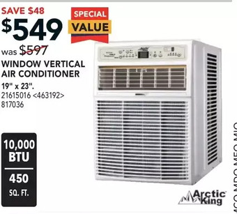Lowe's Arctic King Window Vertical Air Conditioner offer
