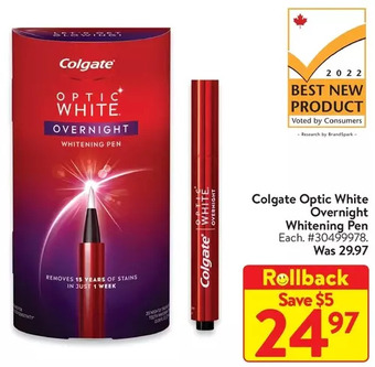 Walmart Colgate Optic White Overnight Whitening Pen offer
