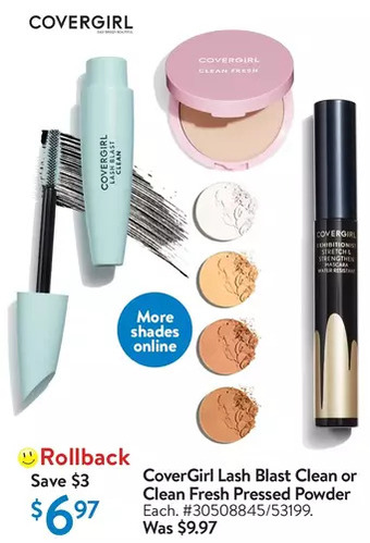 Walmart CoverGirl Lash Blast Clean or Clean Fresh Pressed Powder offer