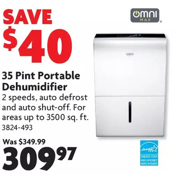 Home Hardware 35 Pint Portable Dehumidifier offer