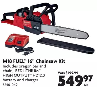 Home Hardware M18 Fuel 16" Chainsaw Kit offer