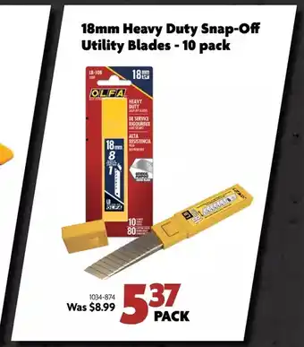 Home Hardware 18mm Heavy Duty Snap-off Utility Blades - 10 Pack offer