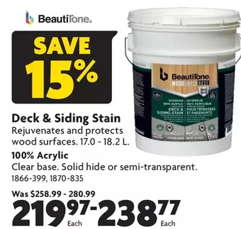 Home Hardware Deck & Siding Stain: 100% Acrylic offer