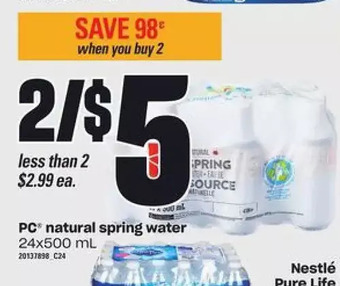 Zehrs Markets PC Natural Spring Water offer