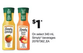 Loblaws Simply Beverages offer