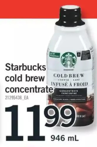 Fortinos Starbucks Cold Brew Concentrate offer
