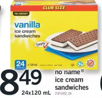Fortinos No Name Ice Cream Sandwiches offer