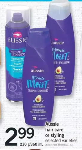 Fortinos Aussie Hair Care or Styling offer