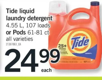 Fortinos Tide Liquid Laundry Detergent or Pods offer