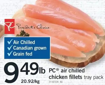 Fortinos PC Air Chilled Chicken Fillets offer