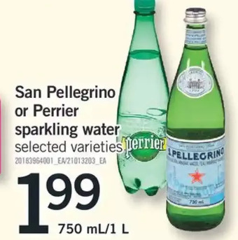 Fortinos San Pellegrino or Perrier Sparkling Water offer