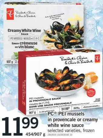 Fortinos PC Pei Mussels in Provencale or Creamy White Wine Sauce offer