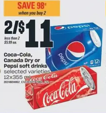 Independent Grocer Coca-Cola, Canada Dry or Pepsi Soft Drinks offer