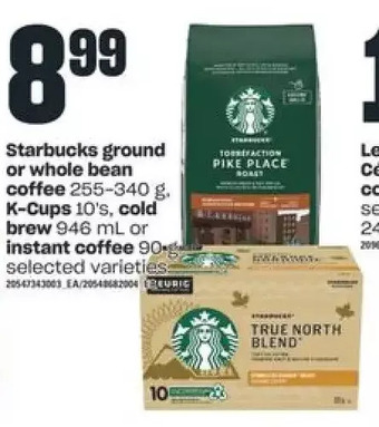 Independent Grocer Starbucks Ground or Whole Bean Coffee, K-Cups, Cold Brew or Instant Coffee offer