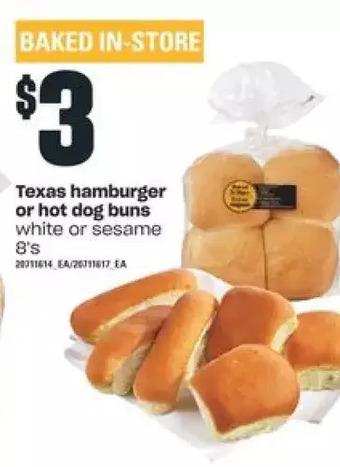 Independent Grocer Texas Hamburger or Hot Dog Buns offer