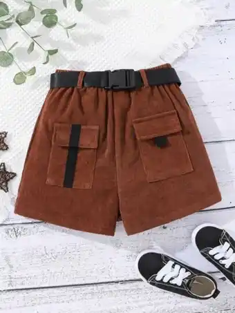 SheIn Girls dual flap pocket shorts offer
