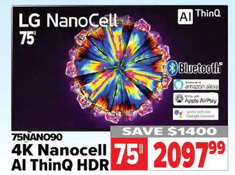 2001 Audio Video LG 4K Nanocell AI ThinQ HDR 75" offer