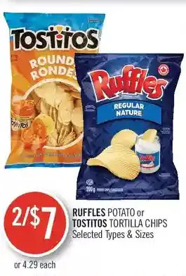 Shoppers Drug Mart Ruffles Potato or Tostitos Tortilla Chips offer