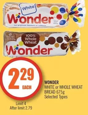 Shoppers Drug Mart Wonder White or Whole Wheat Bread offer