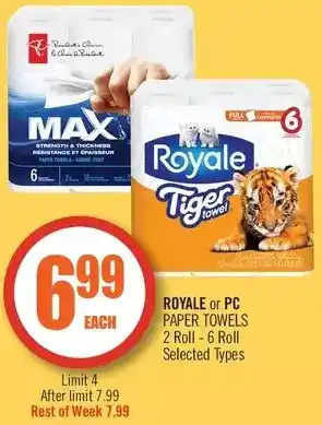 Shoppers Drug Mart Royale or PC Paper Towels offer
