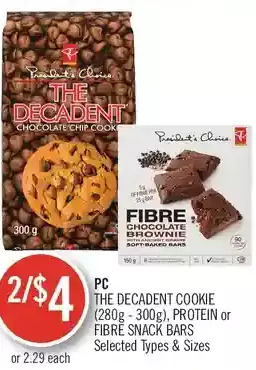 Shoppers Drug Mart PC the Decadent Cookie, Protein or Fibre Snack Bars offer