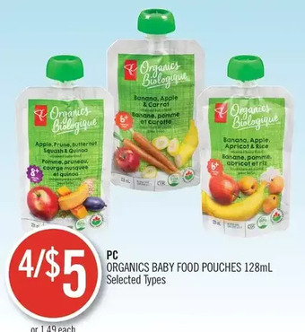 Shoppers Drug Mart PC Organics Baby Food Pouches offer