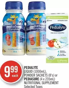 Shoppers Drug Mart Pedialyte Liquid, Powder Sachets or Pediasure Nutritional Supplement offer