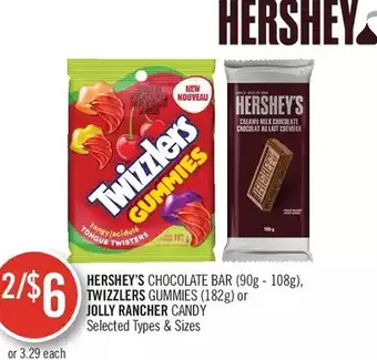 Shoppers Drug Mart Hershey's Chocolate Bar, Twizzlers Gummies or Jolly Rancher Candy offer