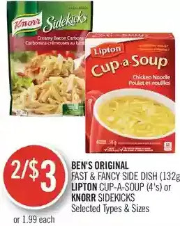 Shoppers Drug Mart Ben's Original Fast & Fancy Side Dish, Lipton Cup-a-Soup or Knorr Sidekicks offer