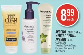 Shoppers Drug Mart Aveeno Lotion, Neutrogena or Aveeno Facial Cleansers offer
