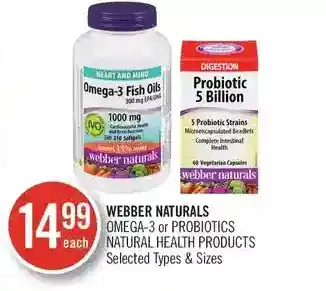 Shoppers Drug Mart Webber Naturals Omega-3 or Probiotics Natural Health Products offer