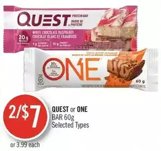 Shoppers Drug Mart Quest or One Bar offer