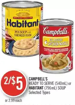 Shoppers Drug Mart Campbell's Ready to Serve or Habitant Soup offer