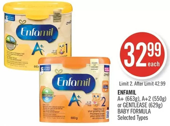Shoppers Drug Mart Enfamil A+, a+2 or Gentlease Baby Formula offer